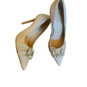 Schutz Womens Meisho Silver Rhinestone Heels 7.5
